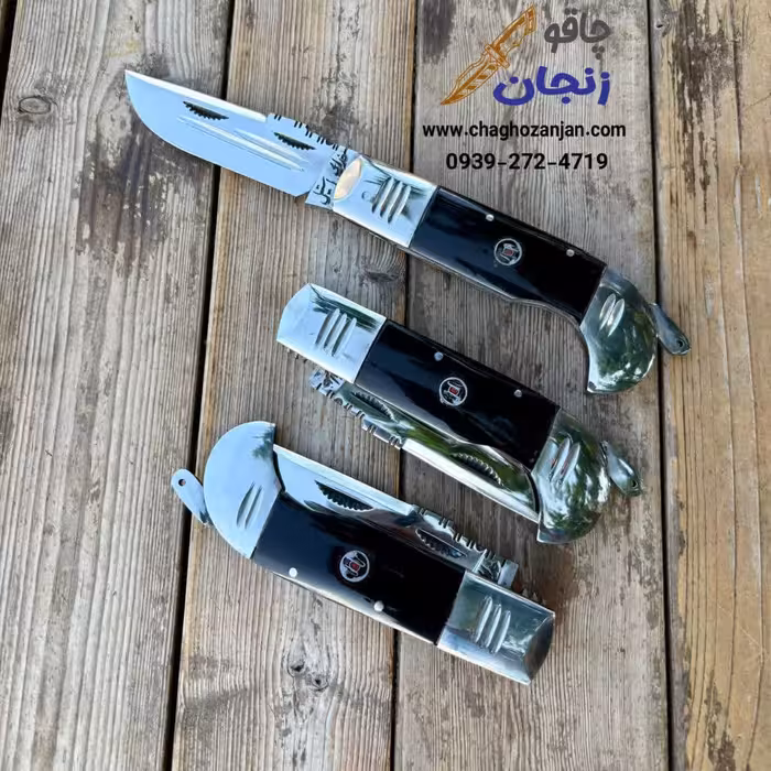 چاقو دنده ای مشکی تمام استیل 24 CM استاد خدایی