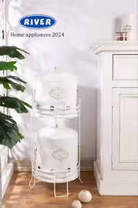 سبد سیب زمینی و پیاز 2طبقه طرح دار تمام سفید ریور کد 8239