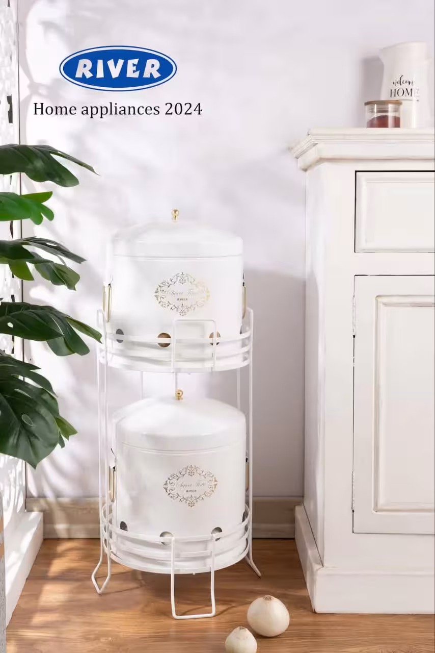 سبد سیب زمینی و پیاز 2طبقه طرح دار تمام سفید ریور کد 8239