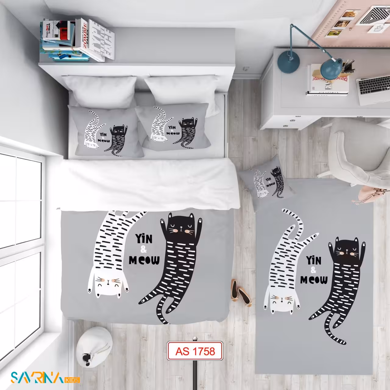 سرویس روتختی طرح گربه کوچولو یک نفره کد AS1758