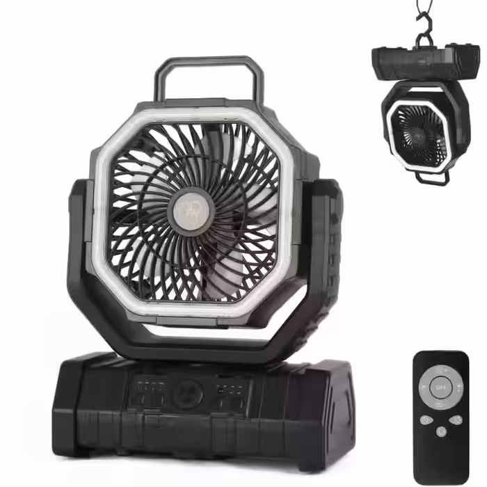 پنکه شارژی کمپینگ مدل F6 با چراغ LED و کنترل از راه دور ظرفیت باتری 20000mAh