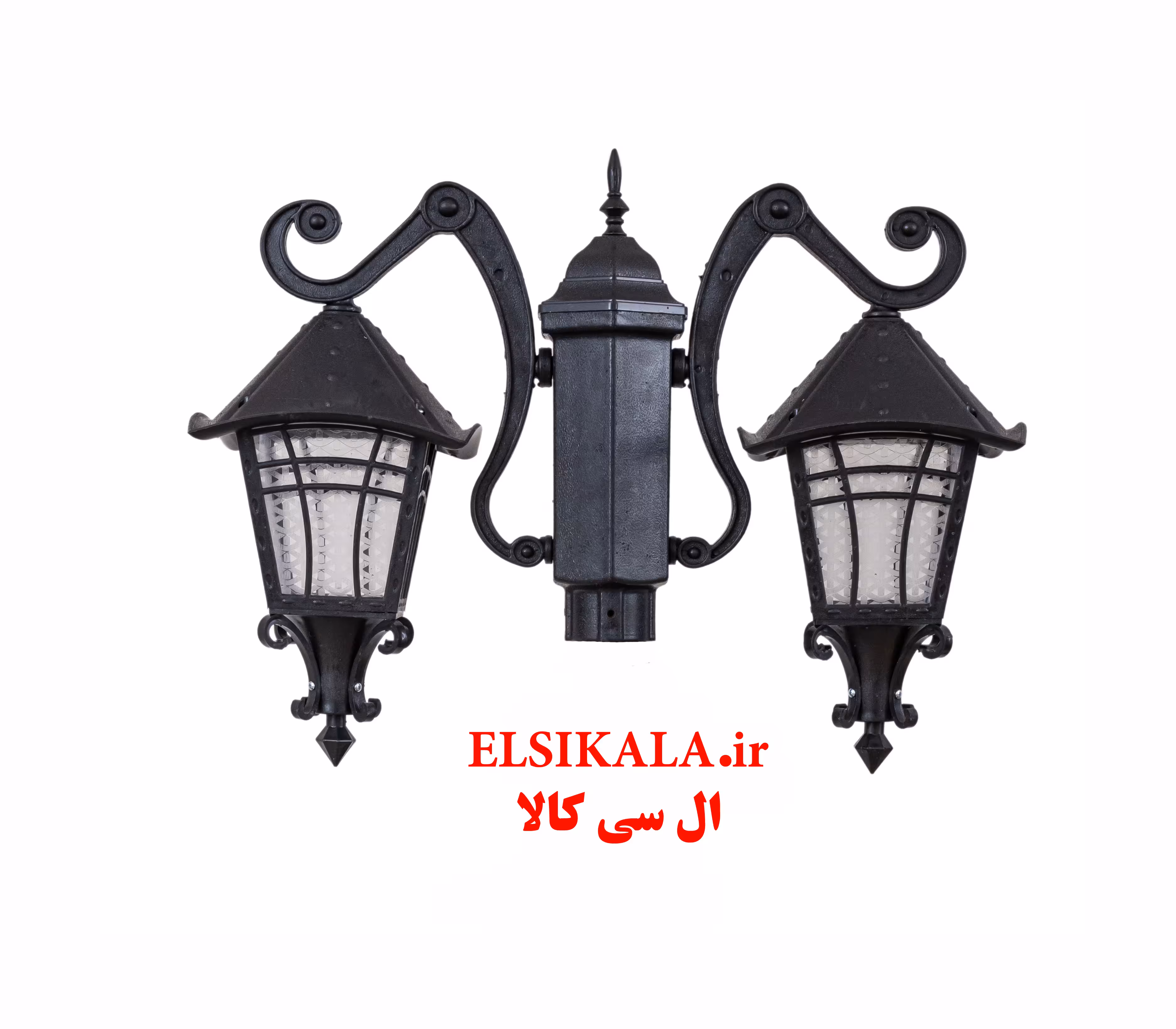 قیمت و خرید عمده چراغ حیاطی دوشعله کاترین مشکی مسی سفید کارتن 3 عددی فروش عمده