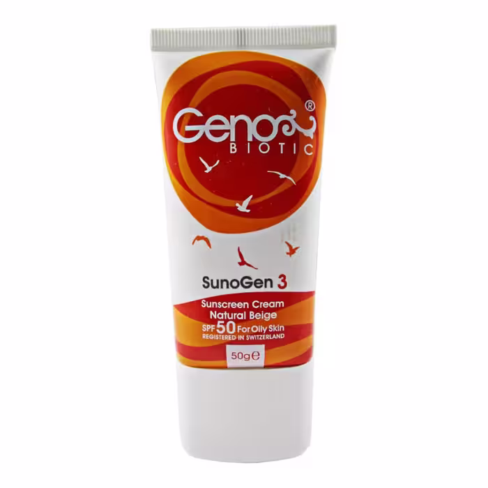 کرم ضد آفتاب پوست های چرب و مختلط SPF50 سان ژن 3 ژنوبایوتیک – Geno Biotic