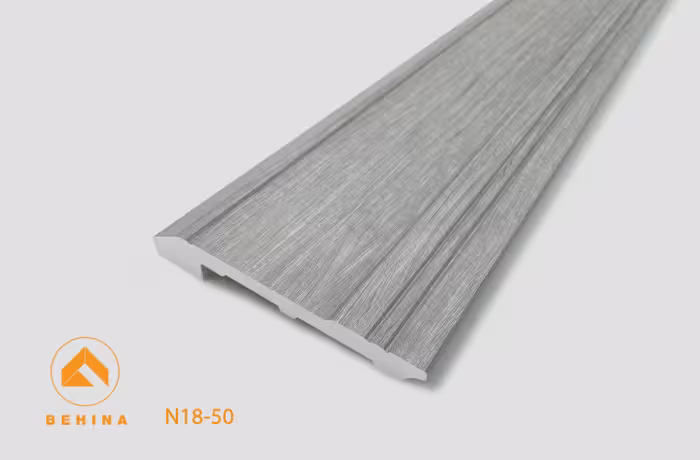 قرنیز 13.5 سانت روی سنگی | رنگ طوسی طرح چوب | شاخه 3 متری | کد N18-50
