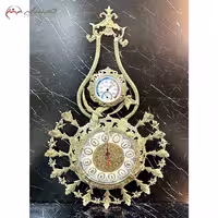 ساعت دیواری متفاوت برنزی  در طرح ریما و گل لاله، دو صفحه، زیبا و طلایی رنگ