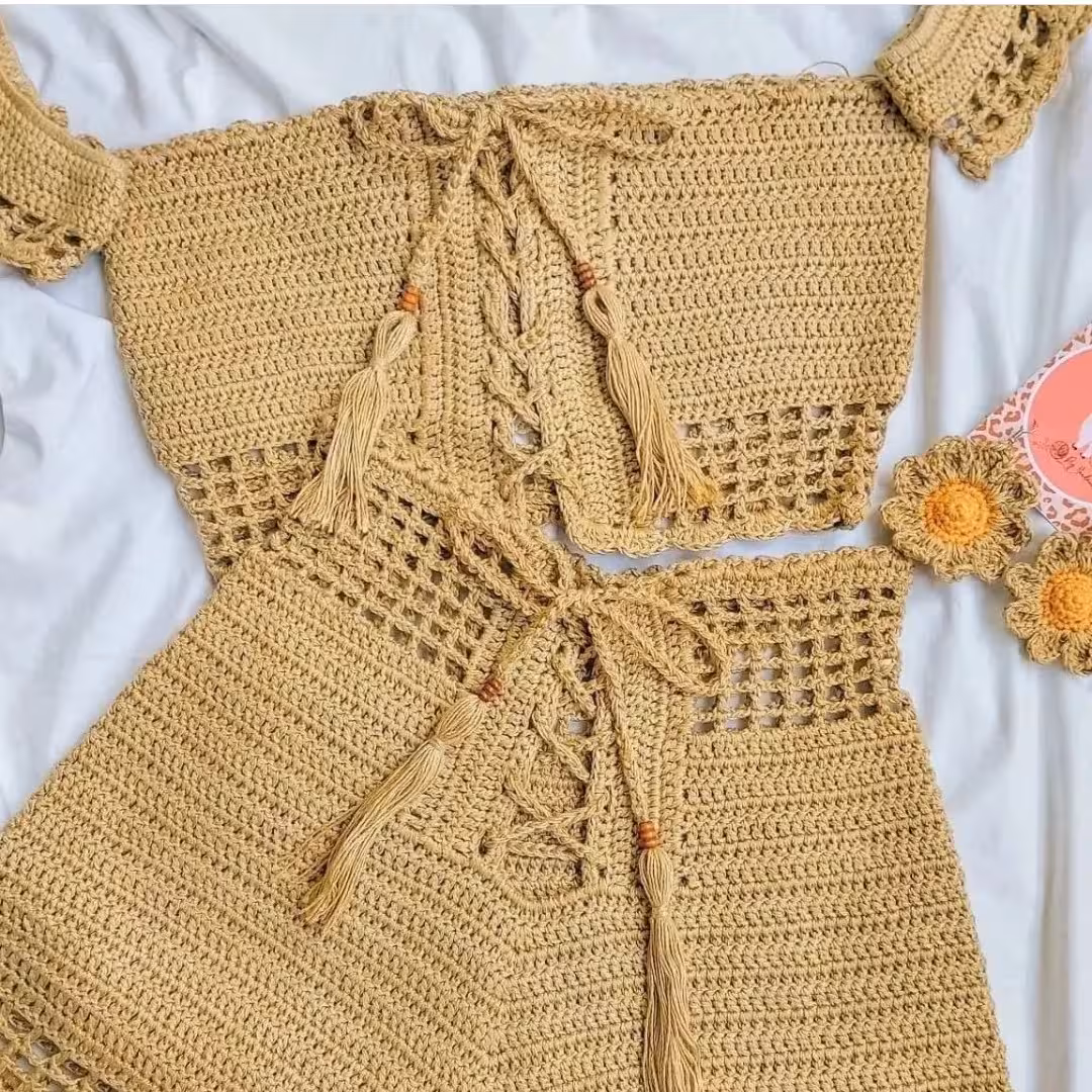 تاپ و شلوارک دستبافت ترک