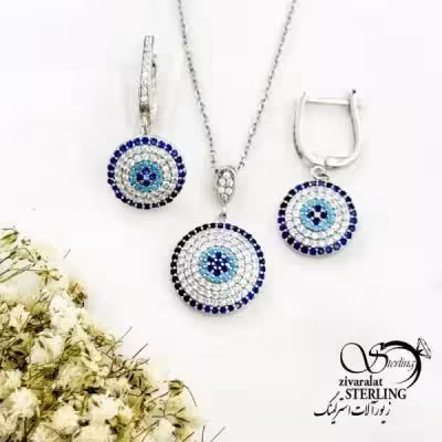 نیمست نقره چشم نظر با نقره ایتالیایی کد 19550