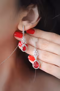 نیمست یاقوت سرخ مجلل جواهری نقره کد 00625