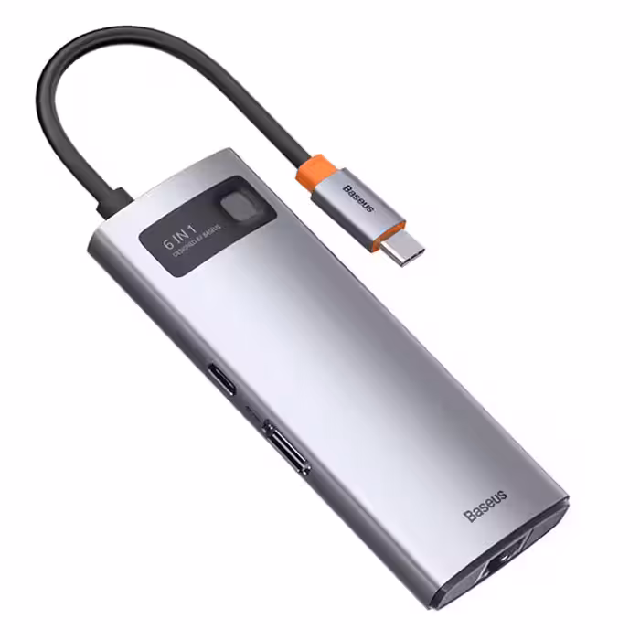 هاب 6 پورت USB-C باسئوس مدل CAHUB-CW0G توان 100 وات