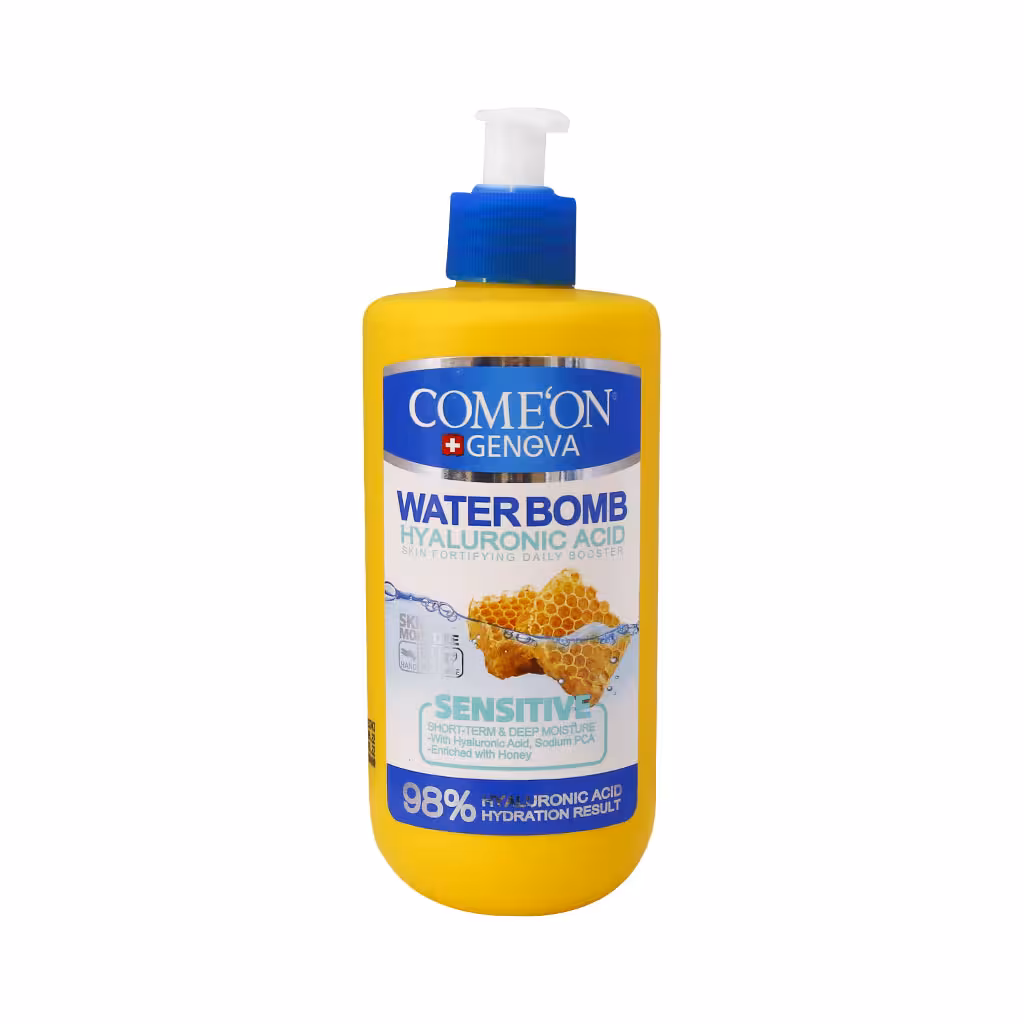 کرم پمپی بمب آبرسان پوست حساس کامان حاوی هیالورونیک اسید و عسل حجم 500 میلی لیتر