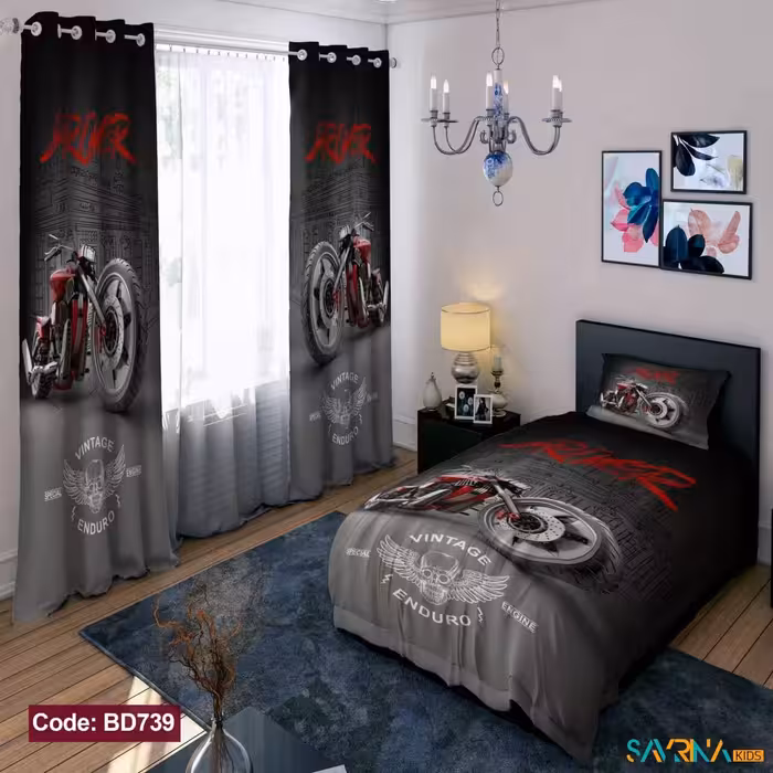 ست اتاق خواب پسرانه طرح موتور مسابقه کد BD739