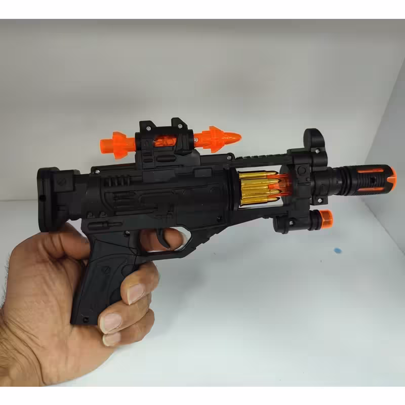 تفنگ موزیکال چراغدار ( خرید عمده اسباب بازی و تحریر و دکوری و فانتزی گناوه مارکت )4