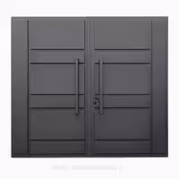 درب حیاط آهنی مدرن طرح کرکره‌ای عمودی با رنگ طوسی تیره – کد 30166