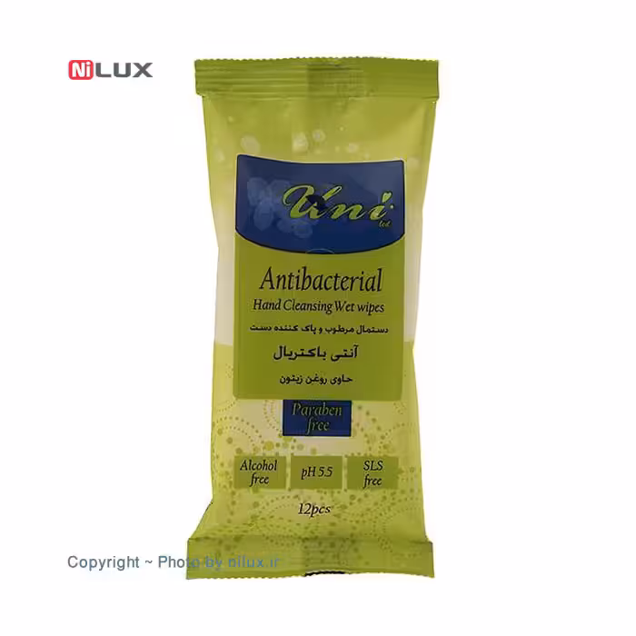 دستمال مرطوب دست یونی لد مدل Antibacterial بسته 12 عددی