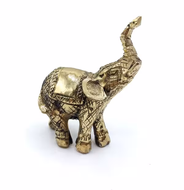 مجسمه دکوری برنجی فیل زیندار ارتفاع 15 طول 12 کد 220007