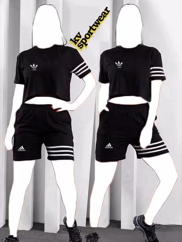 ست کراپ شلوارک نخ پنبه زنانه adidas