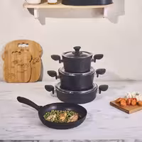 سرویس قابلمه 7 پارچه کاراجا Biogranit Azelya مشکی گلد