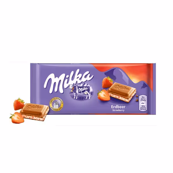 شکلات milka با کرم توت فرنگی حجم 87 گرم ساخت مجارستان