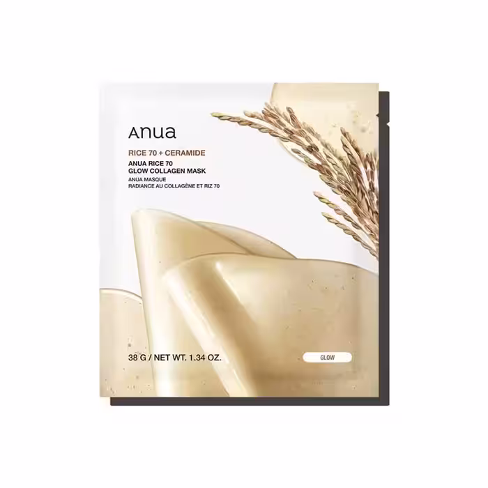 ماسک ورقه ای برنج و سرامید کلاژن دار آنوا Anua درخشان کننده و آبرسان 38گرم