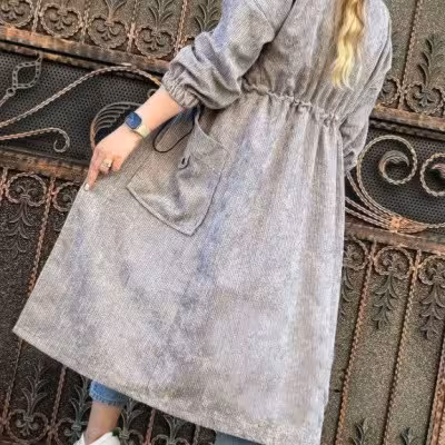 مانتو اسپرت زنانه مخمل کبریتی مدل گندم