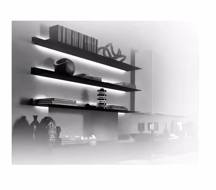 قاب درپوش چپ شلف آلومینیومی دیواری دکوراتیو مدل L فرم مشکی مات فانتونی کد I252