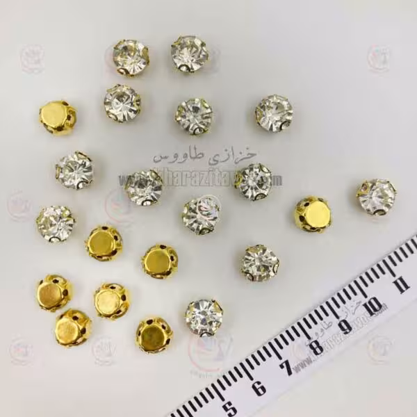 نگین پایه طلایی سایز 50 ( نقره ای ) بسته 20 عددی