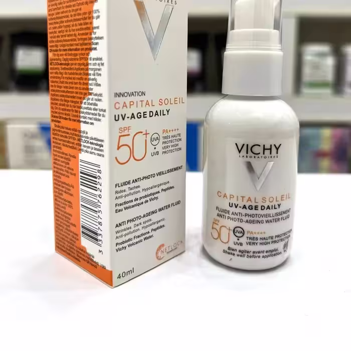 کرم ضد آفتاب و ضد پیری و جوانساز بی رنگ ویشی VICHI مدل Capital Soleil حجم 40 میل| ضد چروک و ضد لک، SPF50