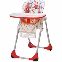 صندلی غذاخوری چیکو تشک دوبل سفید قرمز عروسکی مدل Polly 2 In 1 happy land