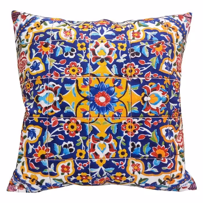 کاور کوسن مخمل کوبیده طرح کاشی کد MAKHQU38