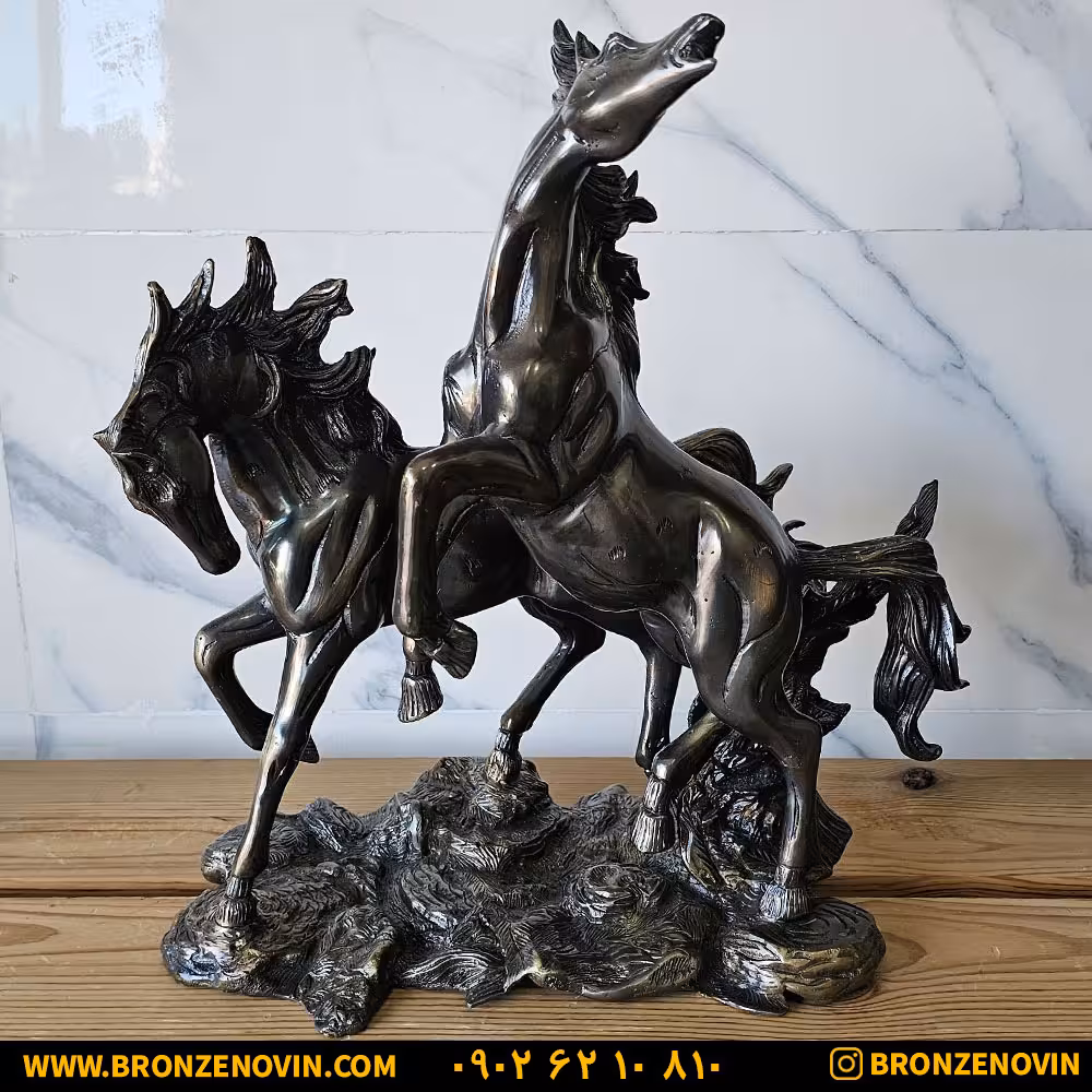 مجسمه برنزی مدل اسب های وحشی آنتیک کد 2866
