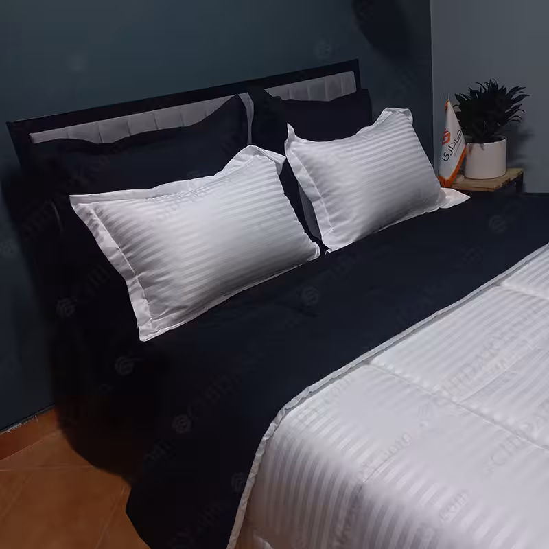 سرویس روتختی هتلی دورنگ چیداری سفید مشکی