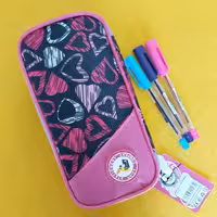 جامدادی دخترانه دو زیپ مارک یونی فای unify بسیار جادار  و باکیفیت رنگ صورتی