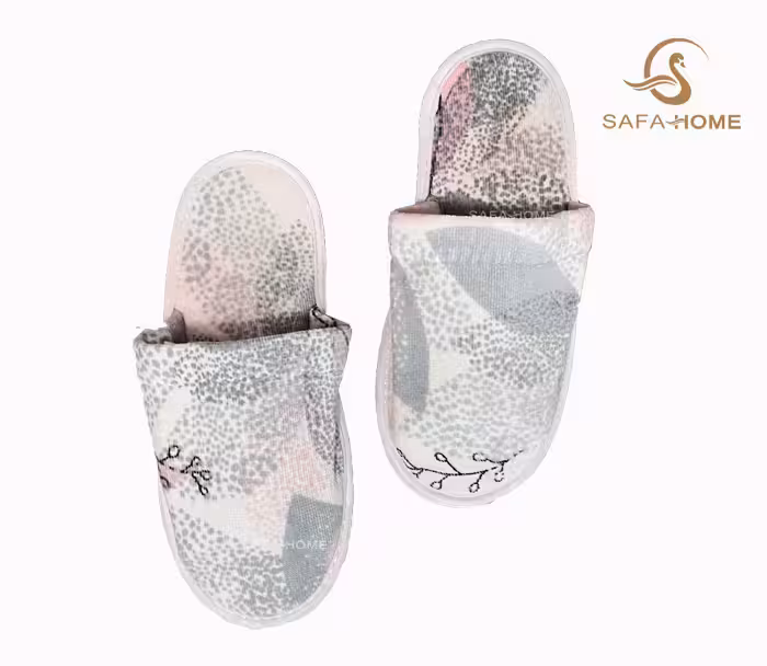 دمپایی حوله ای پودایران مدل ماهور صورتی