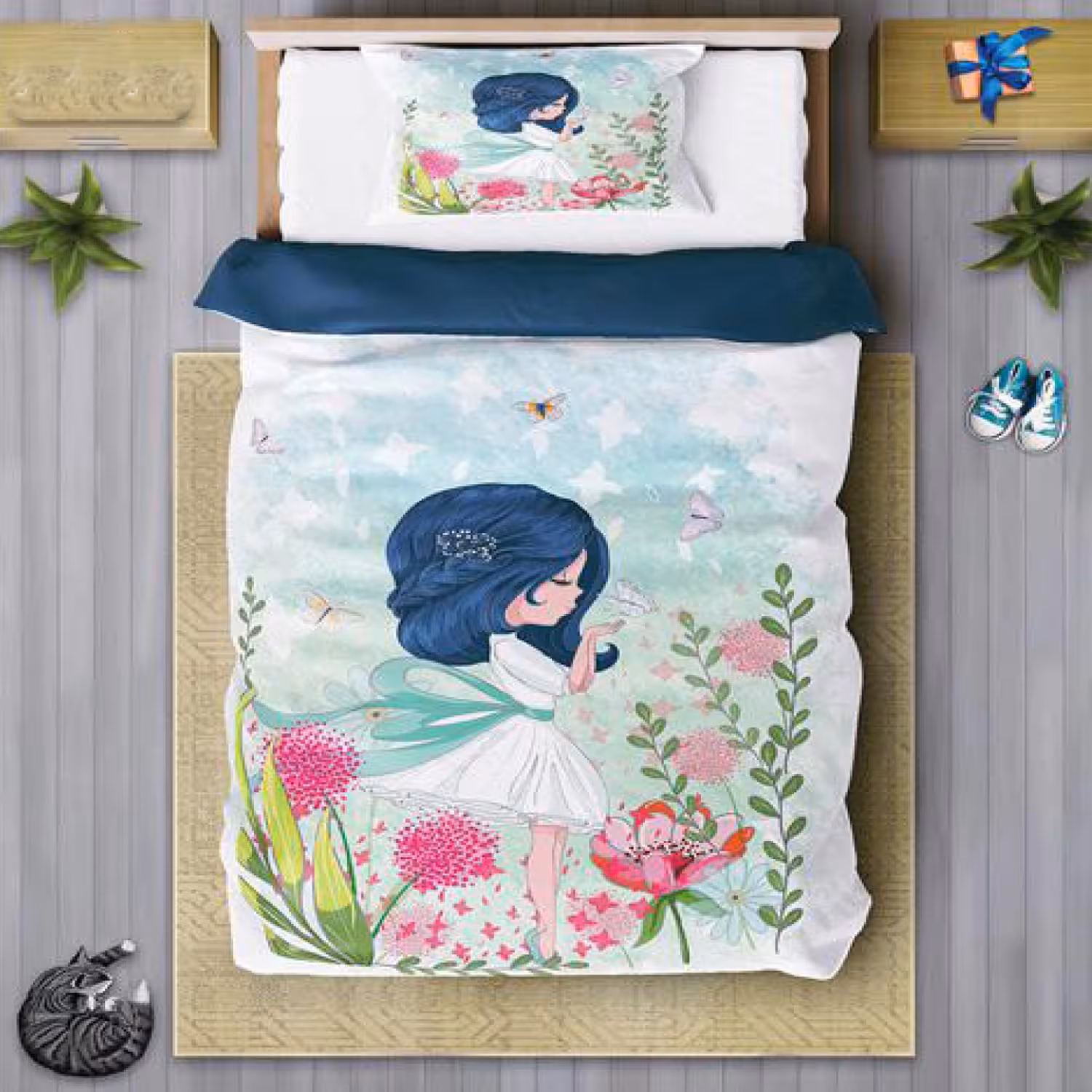 سرویس روتختی دخترانه چیداری مدل 7094 یک نفره چهار تکه