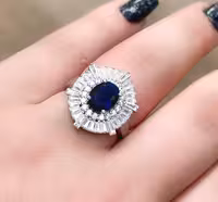 انگشتر یاقوت کبود جواهری نقره زنانه کد 10502