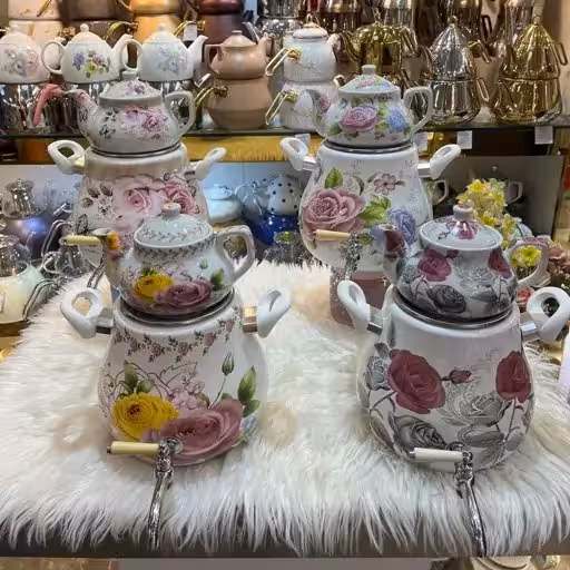 کتری و قوری شیردار لعابی وارداتی