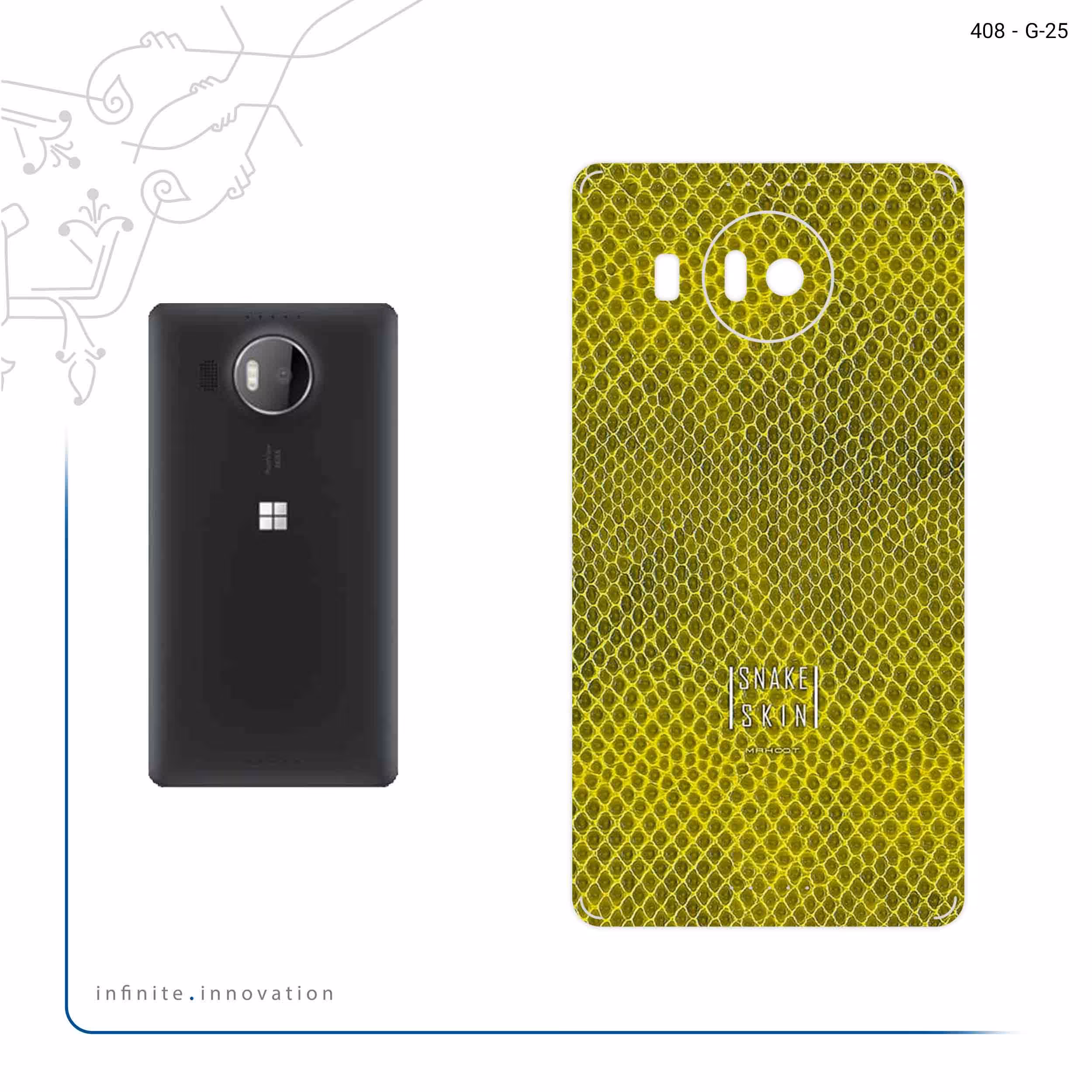 برچسب پوششی ماهوت مدل Yellow Snake Skin مناسب برای گوشی موبایل مایکروسافت Lumia 950 XL
