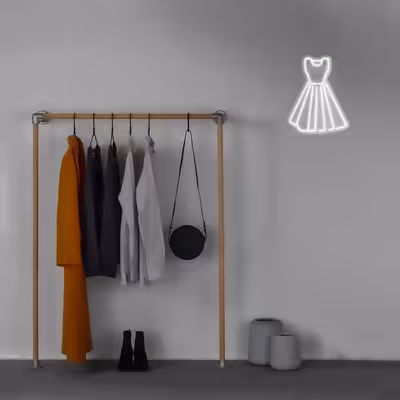 چراغ دیواری نئون دیزاین طرح Women-Clothes_WHT