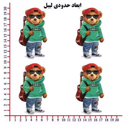 استیکر پارچه و لباس مدل DTF طرح تدی 070 مجموعه 4 عددی