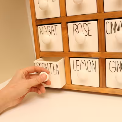 جای ادویه 9 پارچه مدل چوبی و سرامیکی کد Text09