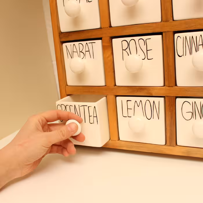 جای ادویه 9 پارچه مدل چوبی و سرامیکی کد Text09