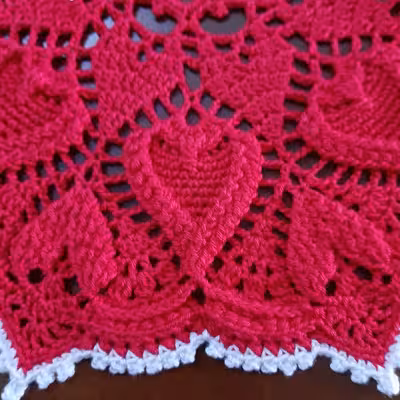 رومیزی بافتنی مدل ماندالای قلب شیرین