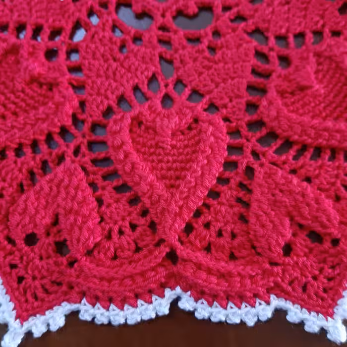 رومیزی بافتنی مدل ماندالای قلب شیرین