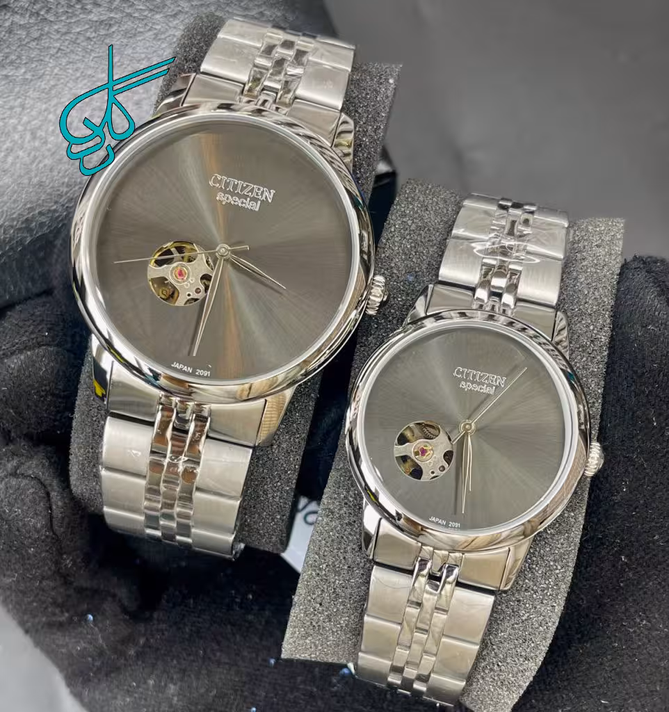 خرید ست ساعت زنانه و مردانه اتومات سیتیزن فول استیل کیفیت عالی رنگ ثابت کد 2116182 - ردگل