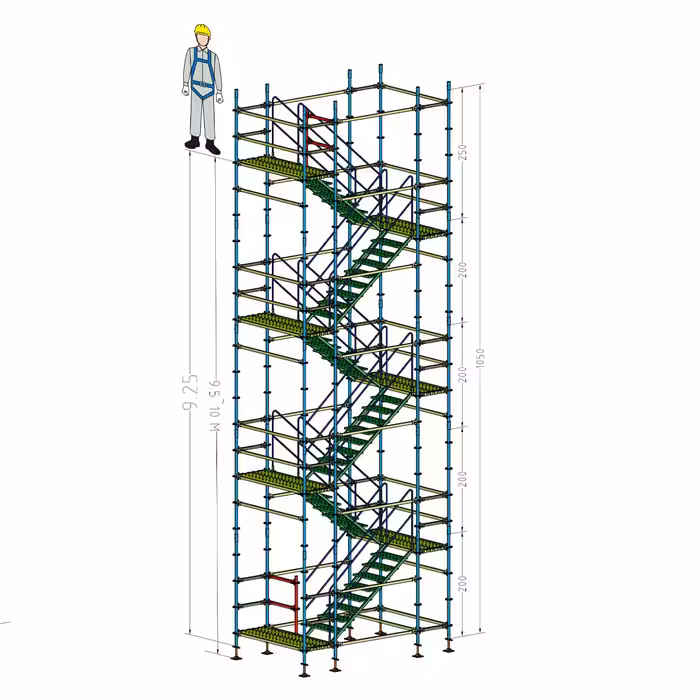 پلکان موقت کارگاهی 10 متری 8 پایه