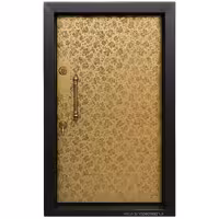 درب ضد سرقت استیل طلایی گلدار با قاب مشکی  کد 30190