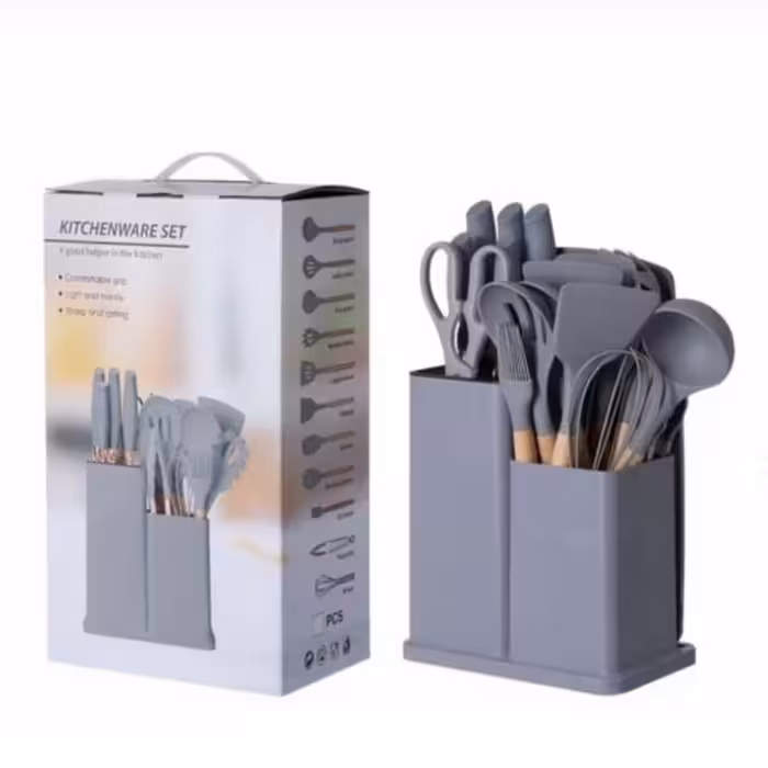 ست کفگیر ملاقه سیلیکونی و چاقوی آشپزخانه