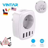 آداپتور برق با 4 پورت USB نوع A و C برند Vintar