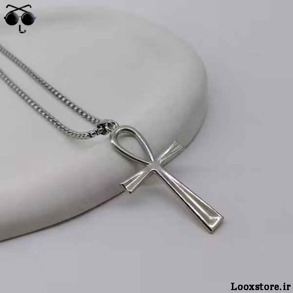 گردنبند صلیب بالا گرد سیلور