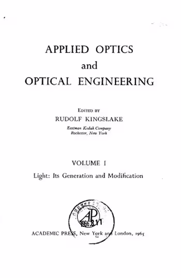 خرید و دانلود نسخه کامل کتاب Applied optics and optical engineering. Vol. I: Light. Its generation and modification